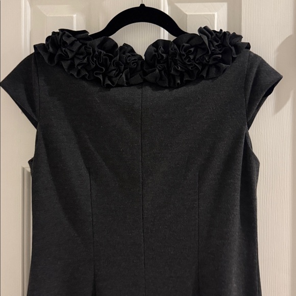 Caché Charcoal Vintage Dress w/ Layers of Ruffles at Neck - Picture 6 of 8